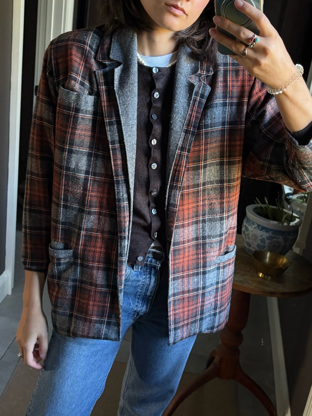 Vintage Canada Wool Blend Plaid Blazer